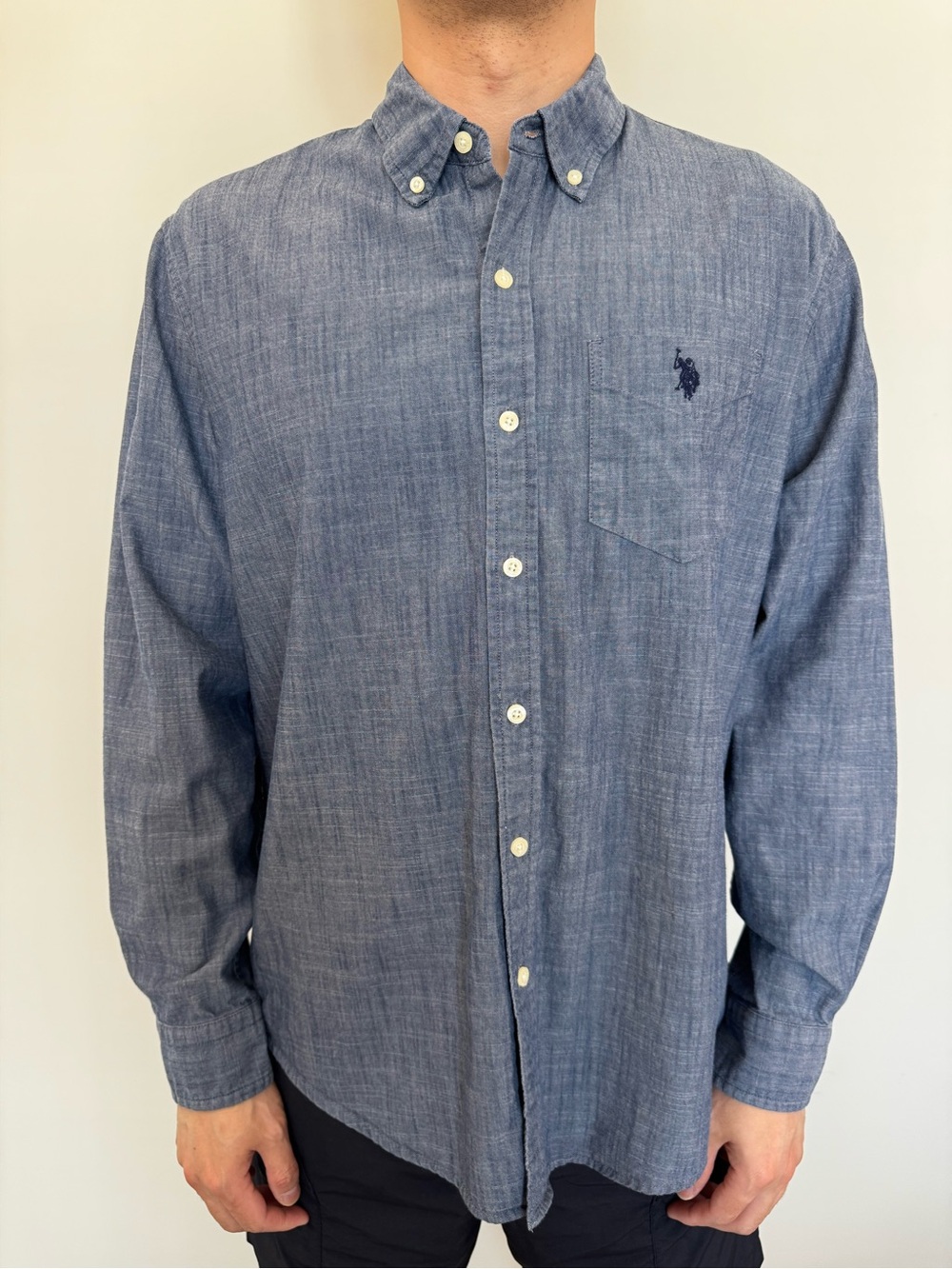 U.S. Polo Assn. Men's Blue Button-Down Chambray Shirt